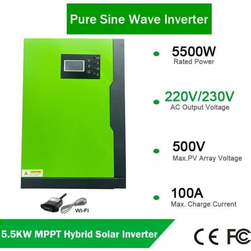 Solar High Voltage Inverter 5500W 48V100A MPPT Solar Hybrid Inverter 220V off Grid Hybrid Inverter Pure Sine Wave Inverter