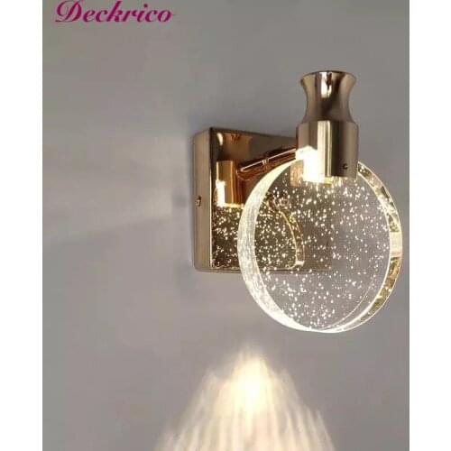Modern Living Room Creative Crystal Warm Wall Light Mirror Head Lamp Interior For Home bedroom bedtime lamp home decoration