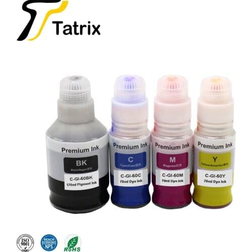 Tatrix GI-50 GI-50PGBK GI-50C GI-50M GI-50Y Compatible Water Based Bulk Bottle Refill Ink for Canon PIXMA GM2050/GM4050/ G5050
