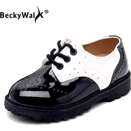 Children Boys Shoes Patent Leather Shoes Black White Spring Autumn Girls Boys School Uniform Kids Dress Shoes Size 21-36 CSH794