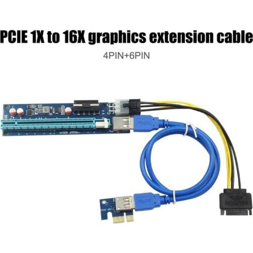 U40 4PIN + 6PIN PCIE 1X To 16X Graphics Card Extension Cable Motherboard With USB 3.0 Cable Compatible With 1X/2X/4X/8X/16X
