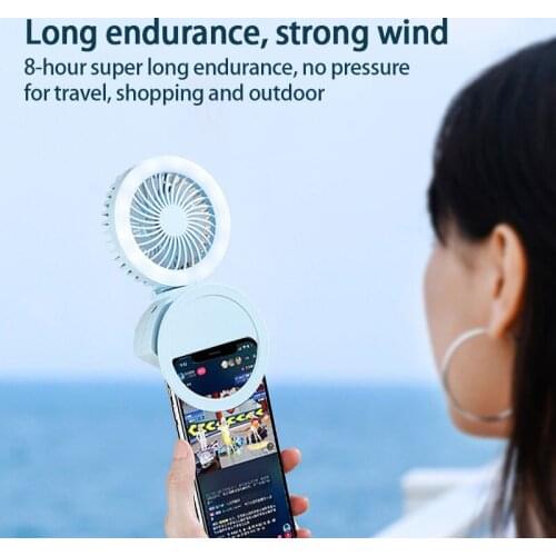 Usb Mini Nightlight Fan Adjustable Fills Light Clip Desktop Foldable Portable F4 Small Fan Usb Reload Smart Telephone Houder Fan