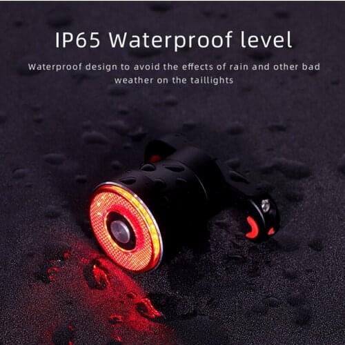 Cycling Taillight Bicycle Flashlight MTB Bike Rear Light Auto Start/Stop Brake Sensing IPX6 Waterproof LED Charging Safety Warm