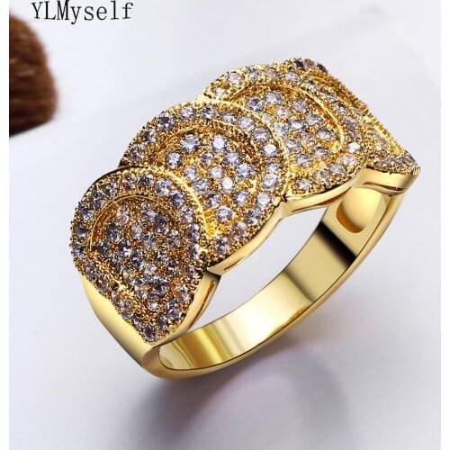 Top Grade Gold-Color Rings AAA Cubic zirconia Luxury Copper Jewelry Jewellery Womens Fashion Accessories