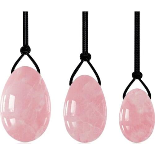 With Gift Box Packed Drilled Yoni Eggs From Rose Quartz for Women Kegel Exercise Tightening Vaginal Muscle Ben Wa Ball