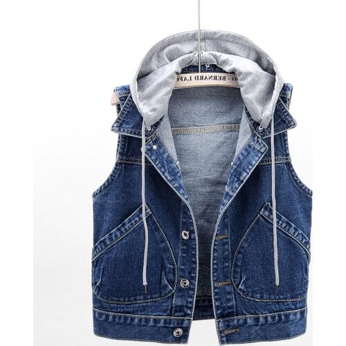 Summer Women Vintage Denim Vest Waistcoat Sleeveless Jacket Casual Short Jeans Vest Female Chaqueta Mujer Plus Size HOWDFEO