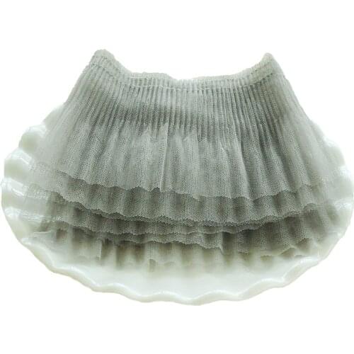 1M Pleated Lace Fabric White Black Lace Trim 12cm Elastic Ribbon Deco Mesh Sewing Curtain Guipure Craft Supplies dentelle SA6