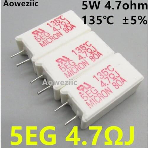 1Pcs 5EG 3.9ΩJ 151℃ 5W 3.9Ohm ±5% 5EG 4.7ΩJ 5W4R7J 135℃ 5EG 5.1ΩJ RJ 142℃ Vertical Cement Resistance With Temperature Protection