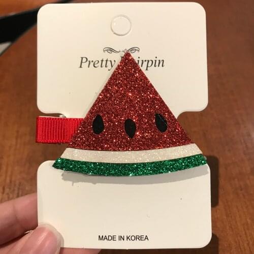 1PCS Shining Fruit Icon Head Wear Watermelon Pineapple Icon Hair Pin Minnie Hair Clips For Kids Party Gifts Barrettes Hair Decor