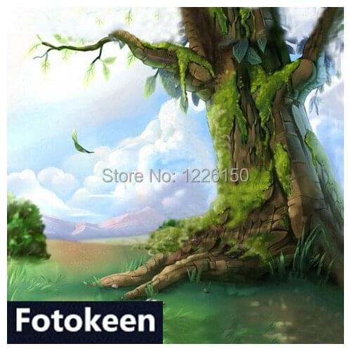 10ft*20ft Hand Painted Mysterious Forest muslin Backdrop, photography studio FC0075,cloth photography background,photo backdrop