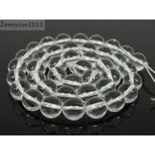 10mm Natural Crystal Quartz Rock Gems Stones Round Spacer Loose Beads 15'' Jewelry Design 5 Strands/Pack