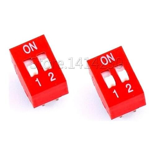 10PCS High Quality DIP Switch 2 bit Way 2.54mm Slide Type Switch 2 Position