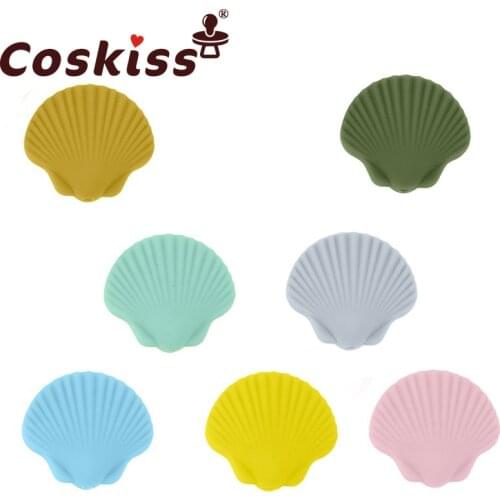 Coskiss 10Pcs Shell Silicone Beads Baby Teeth Care Molar Nipple Tooth Ring Toys Pacifier Chain Food Grade BPA Free
