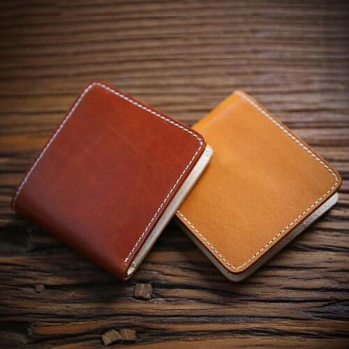 2020 100% Genuine Leather Mens Wallet Male Men Vintage Handmade Short Bifold Wallets Purse Masculina Carteira With Card Holder