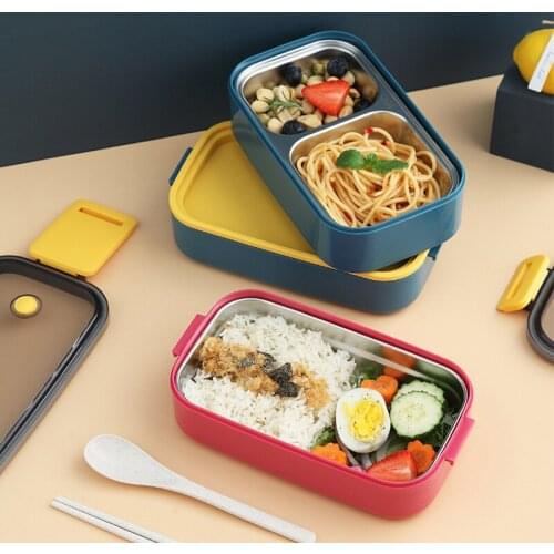 All-in-One Stackable Bento Lunch Box Plastic Container Wheat Straw Material Food Storage Container with Lid Microwave Dinnerware