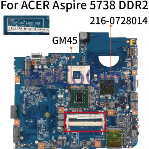 48.4CG07.011 Laptop motherboard For ACER Aspire 5738 5738G 09257-1 JV50-MV M92 MB 48.4CG07.011 GM45 216-0728014 DDR2 Mainboard