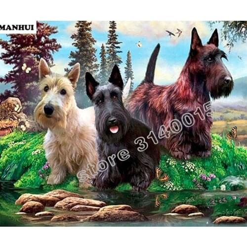 Three dogs Diamond Painting Cross Stitch Diamond Embroidery 5D Diy Cartoon Diamond Mosaic Picture Rhinestones Gift BFC265