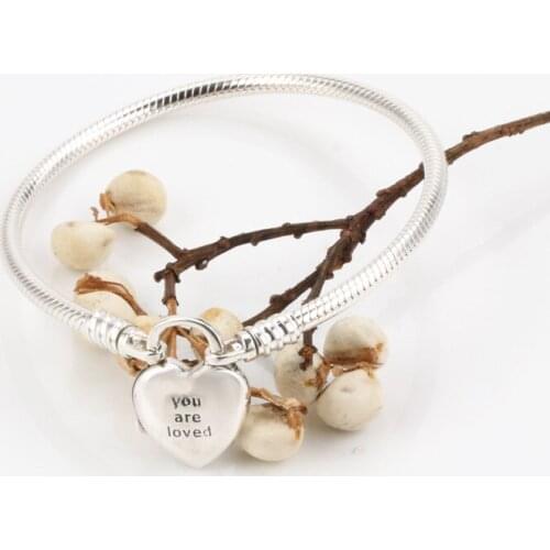 Authentic 925 Sterling Silver Pan Bracelet Your Heart-shaped Snake Bone Lover Bracelet Fit Diy Charm Women Jewelry