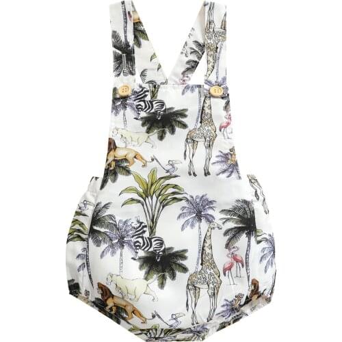 Ma&Baby 0-18M Summer Toddler Infant Baby Boys Girls Overalls Animal Print Romper Sleeveless Jumpsuit Playsuit Outfits DD43