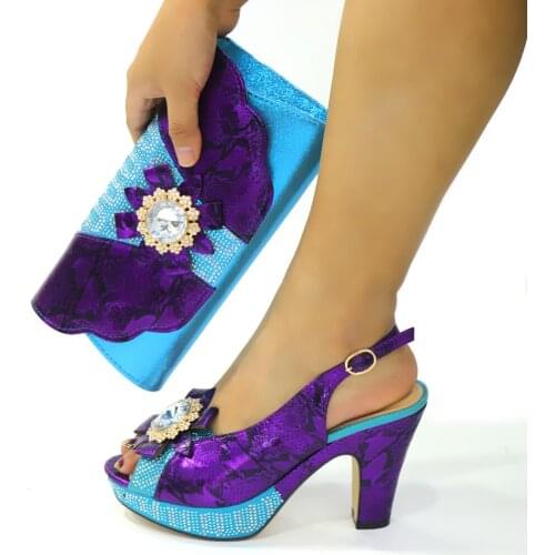 Doershow fashion Italian Shoe with Matching Bags Shoe and Bag Set for Party In Women Italian Matching Shoe and Bag Set HMK1-3