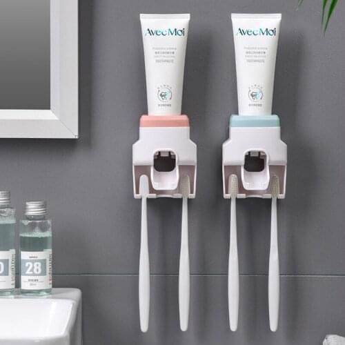 Toothpaste Dispenser Creative Wall Mount Automatic Bathroom Accessories Waterproof Lazy Toothpaste Squeezer Toothbrush Holder