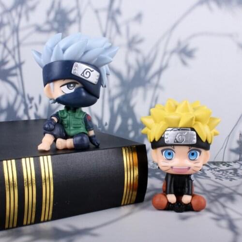 9cm Anime Naruto Q Version Hatake Kakashi Uzumaki Naruto PVC Action Figure Model Toys Doll Gifts For Children