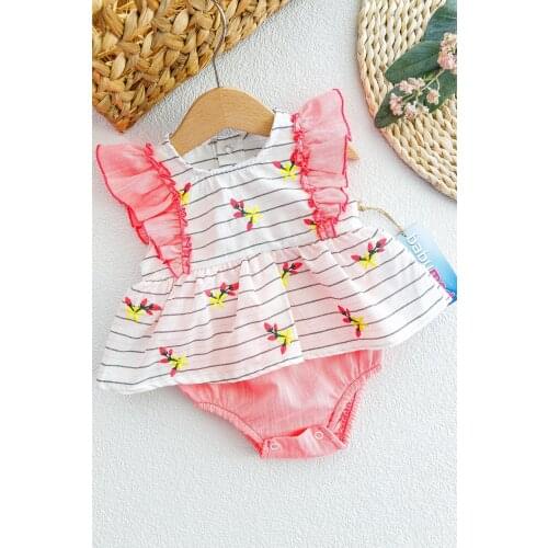 Flower Embroidered Baby Girl Jumpsuit
