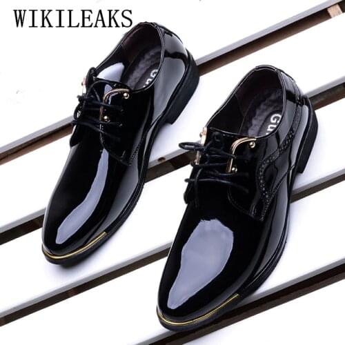 New Business Men Shoes Pointed Toe Patent Leather Black Formal Wedding Dress Shoes Men 2020 Oxford Shoes For Men Chaussure Homme