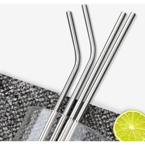 Reusable Drinking Straw Set Straight Bent 304 Stainless Steel High Quality Metal Straw With Cleaner Brush Bar Accessories