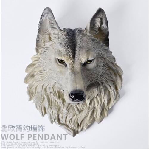 Wolf Head Wall decoration large Size Hanging Wall Animal Head Resin Pendant Resin Wall Ornaments Home Accessories, Best Gift