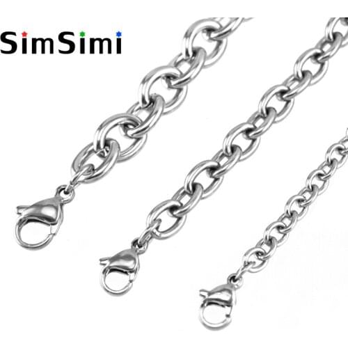 4/6/8mm Stainless Steel O Link Rolo Chain Necklace For Men Big Metal Heavy Duty Padlock Choker Metal Collar