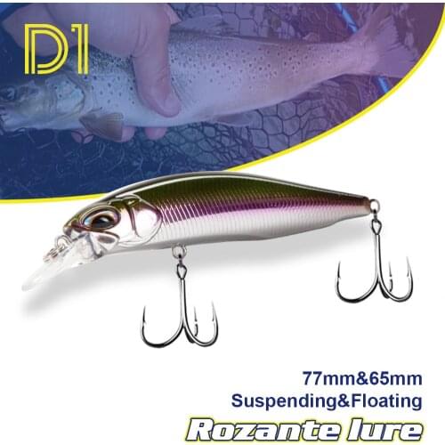 D1 Fishing lures 2020 77mm 8.4g Suspending minnow rozante realist Floating Wobblers for pike hard bait Sea bass Tuna Bait