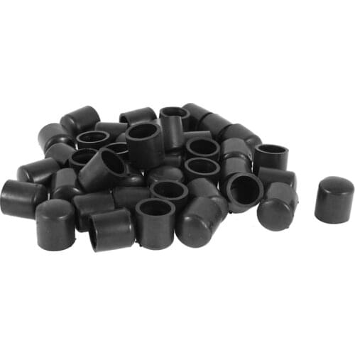 Rubber Caps 40-Piece Black Rubber Tube Ends 10mm Round