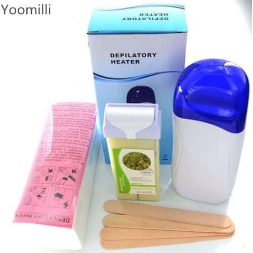 Roll-On Cartridge Depilatory Wax Heater Hair Removal Epilator Machines * 1 + Wax * 1 + Depilation Paper * 100 + Wood * 4