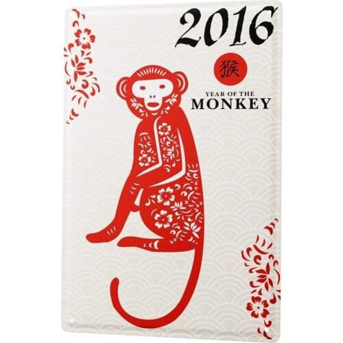 SINCE 2004 Tin Sign Metal Plate Decorative Sign Home Decor Plaques Horoscope Year Monkey China