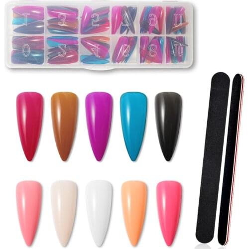 Gel X Nails Extension System Full Cover Sculpted Base Color Stiletto Medium False Nail Tips 120pcs/box