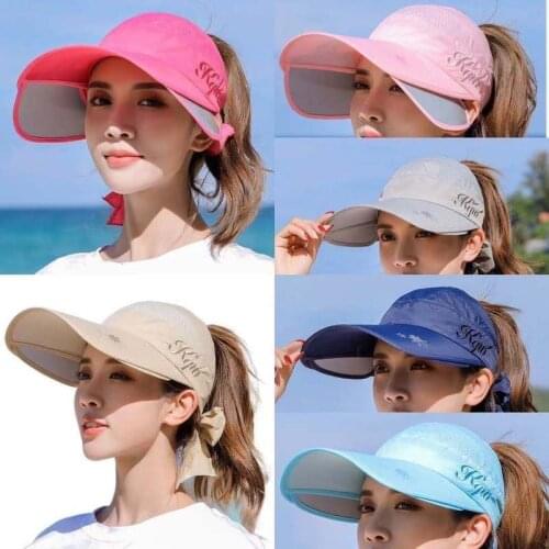 Snapback Summer Visor Sunhat for Men Women Unisex Cap Adjustable Adult Outdoor Sun Shade Outdoor Protective Retractable Sun Hat