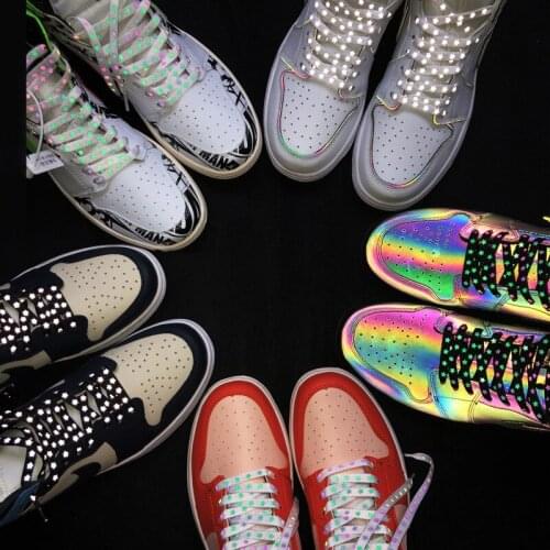 1 Pair Luminous Shoelaces Flat Reflective Sneakers Canvas Shoe Laces Glow In The Dark Five-pointed Star Fluorescent Shoelace