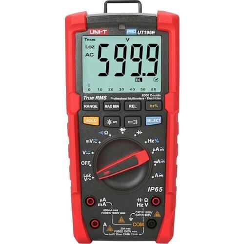 UNI-T UT195E Industrial Waterproof multimeter IP65 Flashlight, True RMS Digital Multimeter LoZ Voltage Measurement