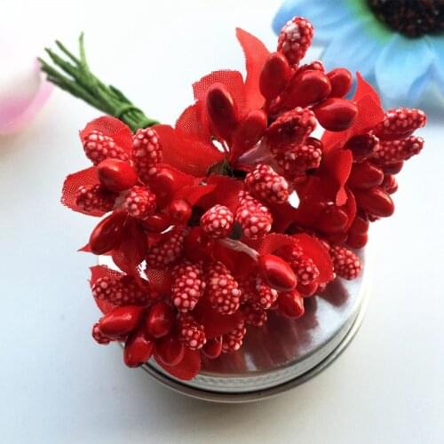 WedFavor 120pcs Mini Floral Stamen Artificial Fruit Pip Berry Bouquet Scrapbooking Flower Bud For Garland Box Wedding Decoration