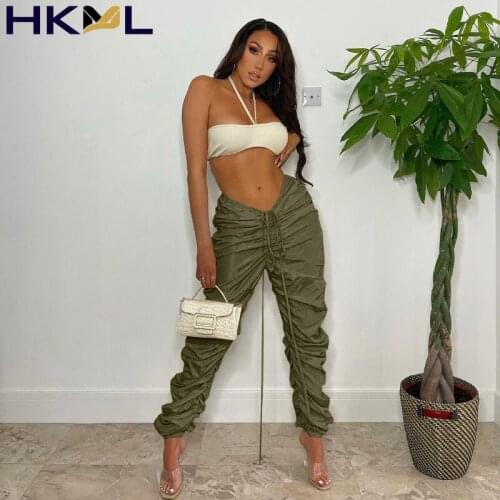 Y2K Women Drawstring Detail Casual Ruched Pants Fashion Chic Streetwear Club Party Trousers Autumn