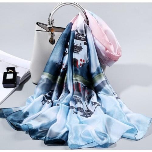 Women Silk Scarf Shawls And Wraps Designer Ink Painting Lady Pashmina Scarves Shawl Female Beach Scarf Stoles Beach Hijab Shawls