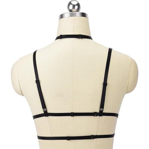 Womens Body Pentagram Harness Bra Lingerie Punk Gothic Belt Bra Cage Bustier