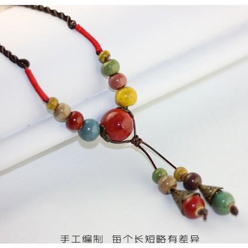 Retro Fashion Ceramic Beads Necklaces Pendants For Women Ladies Gift Necklace Simple Jewelry Accessories