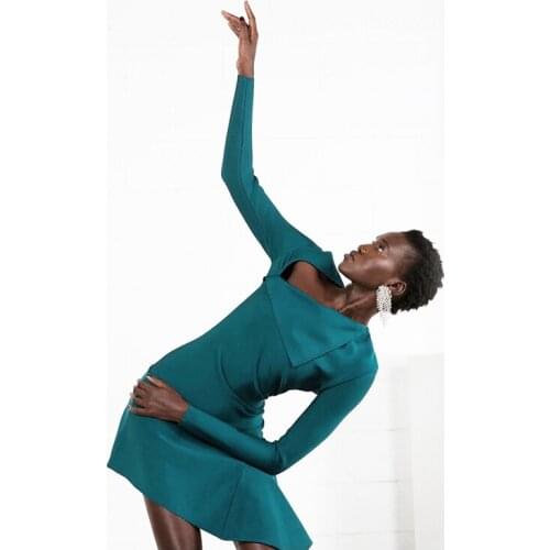 2019 New Fashion Style Elegant Blue Long Sleeve Deep V-Neck Party Outfit Black Autumn Dress Vestidos Wholesale Dropshipping