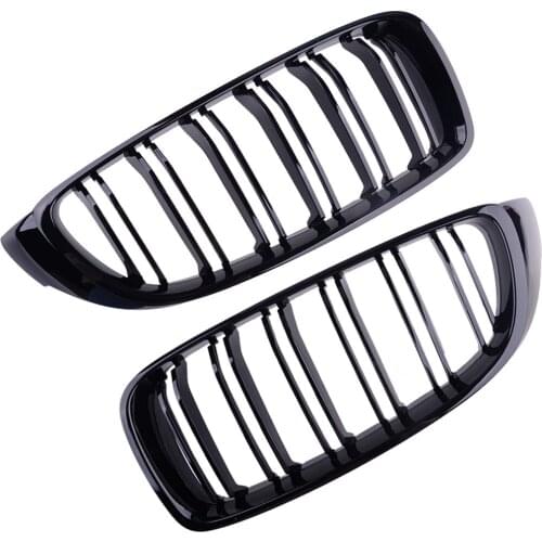 1Pair Gloss Black Front Bumper Kidney Grills Grille Twin Bar Dual Slat Fit For BMW 4 Series F32 F33 F36 M4 2016 2017 51712352812