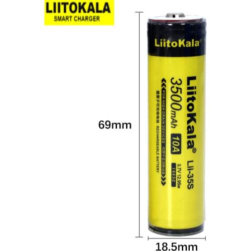 10PCS LiitoKala Lii-35S 18650 battery 3.7V lithium ion 3500mAh lithium battery suitable for flashlight PCB protection