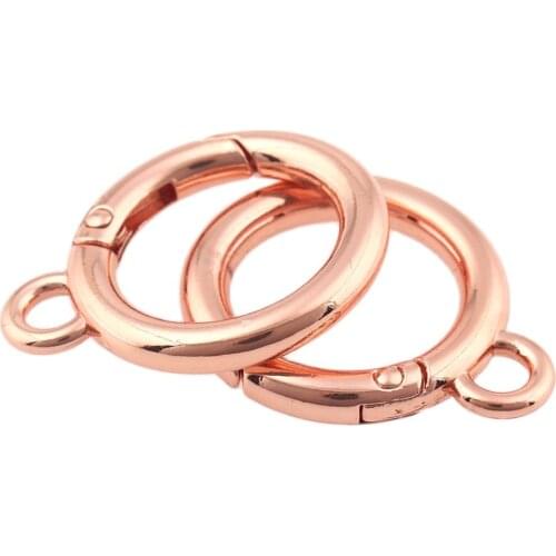 10pcs Rose gold Metal Gate Snap Open Hook Spring Ring Key Chain Carabiner 18mm for Camping Backpack Handbag DIY Bag Accessories