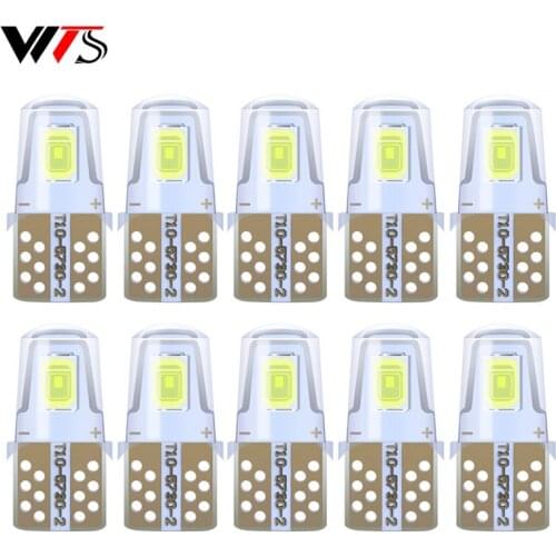 10Pcs T10 W5W Led Bulbs 168 194 Clearance Signal Lamp Dome Reading License Plate Light 6000K White Car Interior Lights Auto 12V