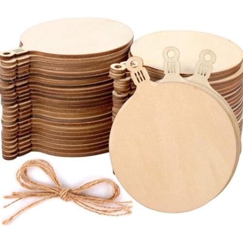 100Pcs DIY Wooden Christmas Balls Craft Decoration Hanging Tag Ornaments Wedding Party Supplies Craft Accessories
